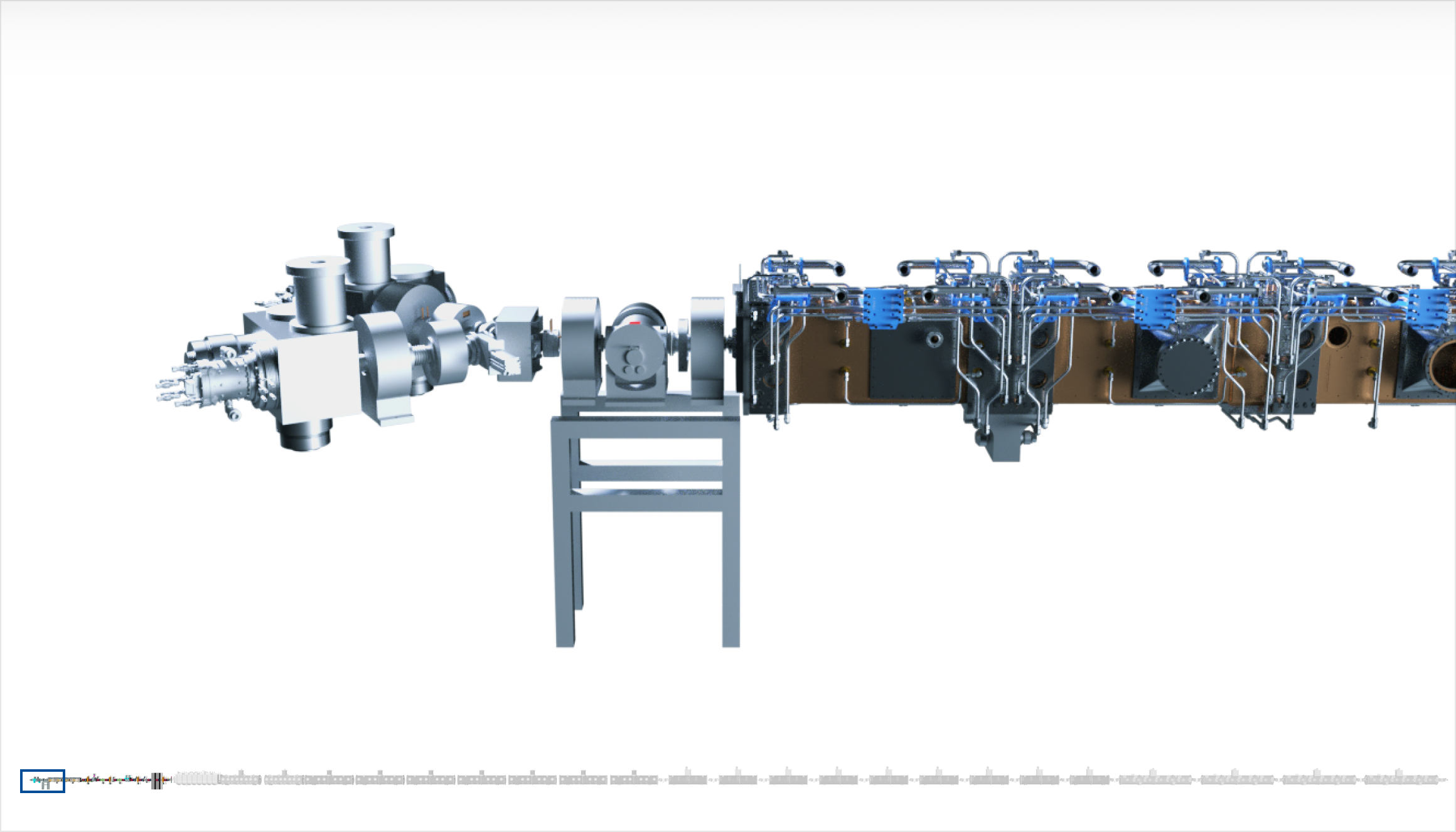 A 3D render of Fermilab's PIP-II particle accelerator.